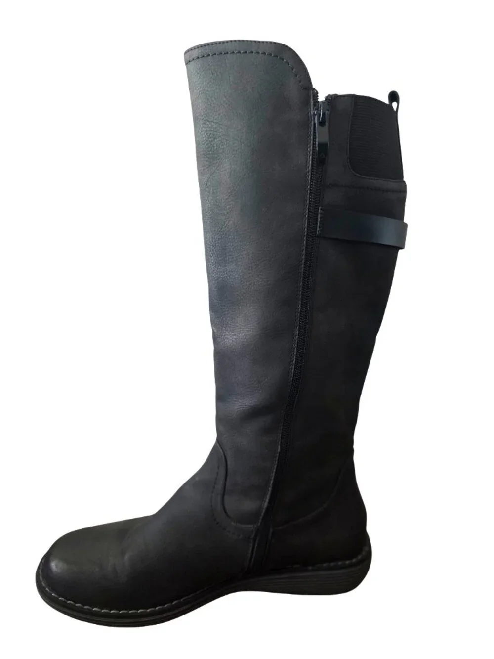 Extreme By Eddie Marc DELILAH Black Knee-High Faux Leather Side-Zip Boots Sz 8 - Picture 1 of 10
